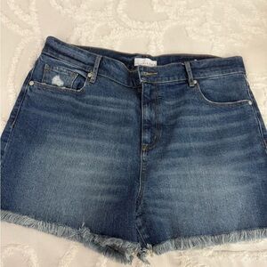 LOFT Blue Jean Shorts High-Waisted Distressed
